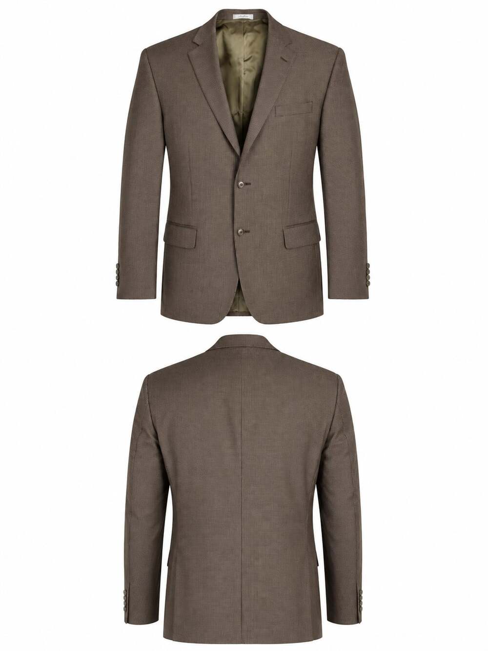 Oscar de la Renta Men's 44R Brown Houndstooth Lambswool Blazer Sport Coat